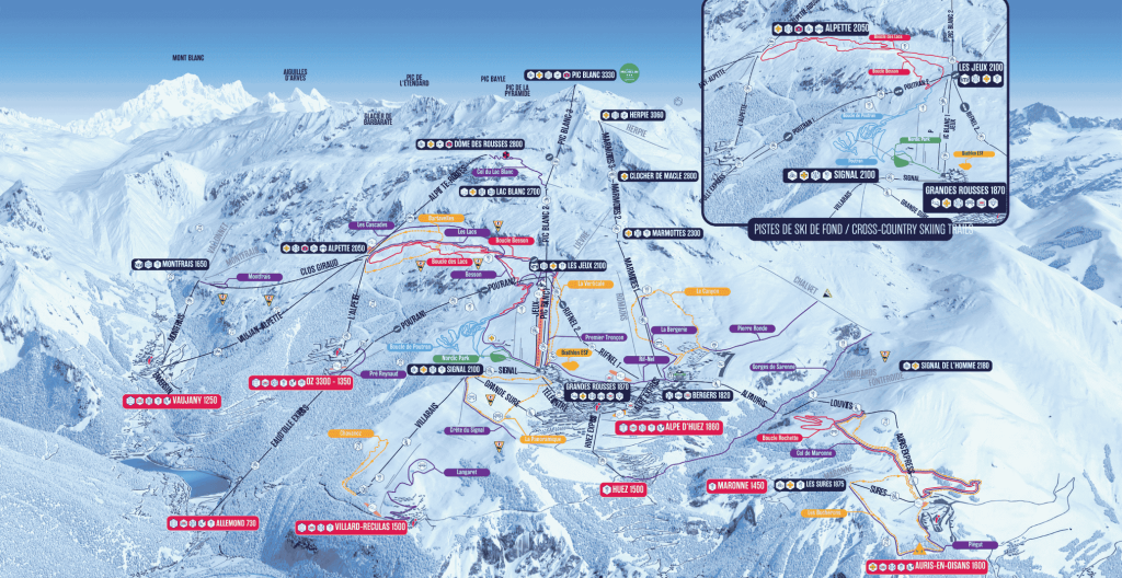 plan nordique et piéton alpe d'huez